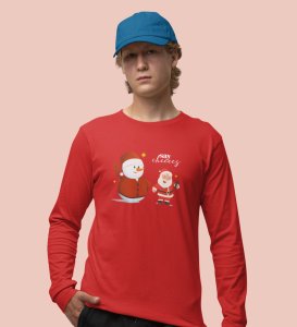 Selfie Santa: Cute DesignerFull Sleeve T-shirt Red Elegant Gift For Kids