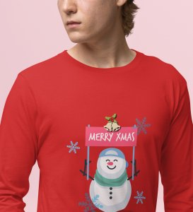 Christmas Bells: Best DesignerFull Sleeve T-shirt Red Perfect Gift For Christmas Eve
