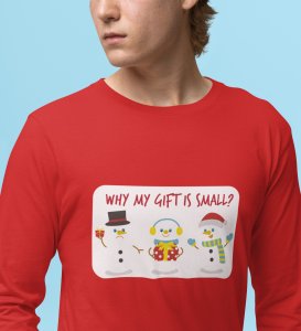 Snowman Talks: Cute DesignerFull Sleeve T-shirt Red Best Gift For Boys Girls