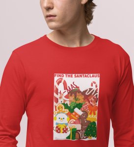 Missing Santa: Mysterious DesignedFull Sleeve T-shirt Red Unique Gifts For Secret Santa
