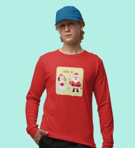 Santa's Lovestory: Romantic DesignerFull Sleeve T-shirt Red Amazing Gift For Boys Girls