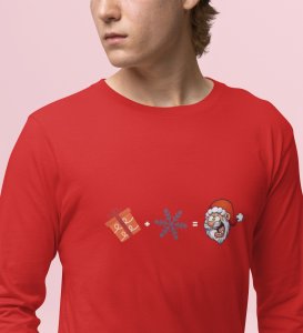 Gift + Winter = Santa: Unique DesignedFull Sleeve T-shirt Red Best Gift For Christmas Eve