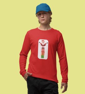 Santa With His Gifts: Most Uniquely DesignedFull Sleeve T-shirt Red Best Gift For Boys Girls