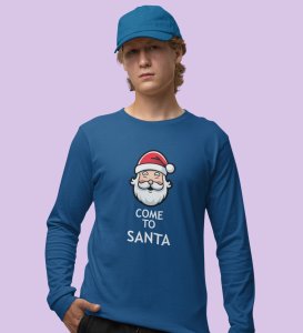 Santa Is Calling: DesignerFull Sleeve T-shirt Blue Best Gift For Boys Girls