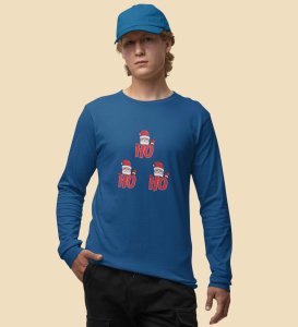 Santas Classic Laugh DesignFull Sleeve T-shirt ,Blue Christmas Edition PrintedFull Sleeve T-shirt |Best Gift For Friends Family Boys Girls