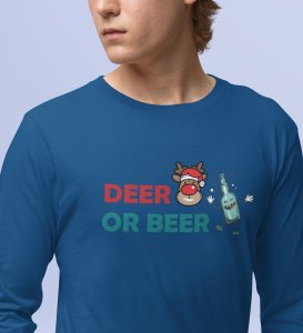 Deer Or Beer: Beautifully CraftedFull Sleeve T-shirtsBlue Best Gift for Boys Girls