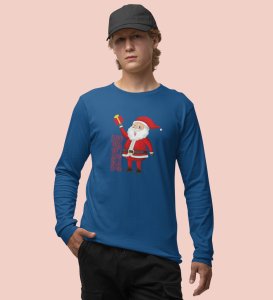 Funniest Santa : Funniest DesignerFull Sleeve T-shirt Blue Perfect Gift For Kids