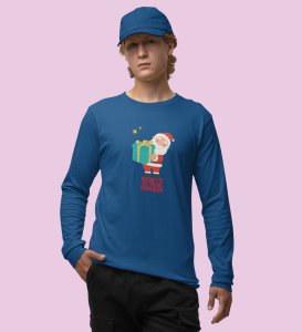 Gift Man Santa: Perfectly DesignedFull Sleeve T-shirt Blue Best Gift For Boys Girls