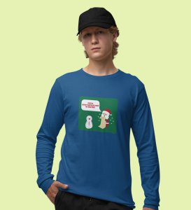 Prankster Santa: Funny DesignerFull Sleeve T-shirt Blue Perfect Gift For Secret Santa
