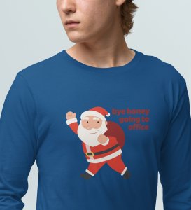 Employed Santa: Best DesignerFull Sleeve T-shirt Blue Best Gift For Secret Santa