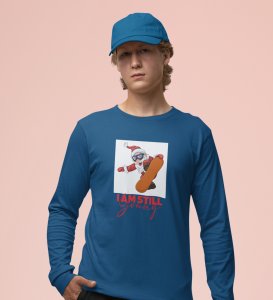 Goofy & Young Santa:Best DesignerFull Sleeve T-shirt Blue Perfect Gift For Boys Girls