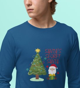 Santa's Secret Santa: Elegantly DesignedFull Sleeve T-shirt Blue Perfect Gift For Secret Santa