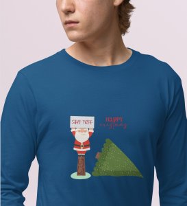 Eco-Friendly Santa: Beautifully DesignedFull Sleeve T-shirt Blue Exclusive Gift For Boys Girls