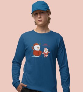 Selfie Santa: Cute DesignerFull Sleeve T-shirt Blue Elegant Gift For Kids