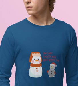 Society Against Santa: Unique DesignedFull Sleeve T-shirt Blue Best Gifts For Secret Santa