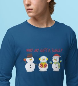Snowman Talks: Cute DesignerFull Sleeve T-shirt Blue Best Gift For Boys Girls