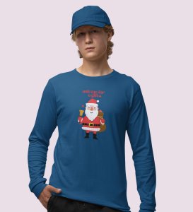 Generous Santa: Elegantly DesignedFull Sleeve T-shirt Blue Best Gift For Boys Girls