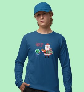 Santa & Alien's Talk: Best DesignerFull Sleeve T-shirt Blue Best Gift For Boys Girls