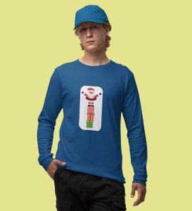 Santa With His Gifts: Most Uniquely DesignedFull Sleeve T-shirt Blue Best Gift For Boys Girls
