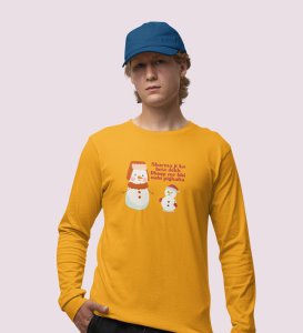 Snowman Sharmaji: Funny DesignerFull Sleeve T-shirt Yellow Perfect Gift For Secret Santa