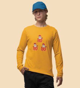 Santas Classic Laugh DesignFull Sleeve T-shirt ,Yellow Christmas Edition PrintedFull Sleeve T-shirt |Best Gift For Friends Family Boys Girls