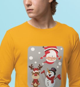 Santa And His Friends: Unwrap Joy withYellow Full Sleeve T-shirt- Durable Design for Festive Gifts For Boys Girls