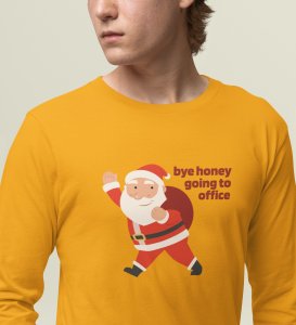 Employed Santa: Best DesignerFull Sleeve T-shirt Yellow Best Gift For Secret Santa