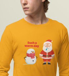 Sneezy Santa: Funny & Cute DesignerFull Sleeve T-shirt Yellow Perfect Gift For Secret Santa