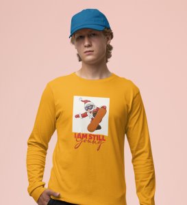 Goofy & Young Santa:Best DesignerFull Sleeve T-shirt Yellow Perfect Gift For Boys Girls