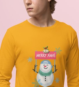 Christmas Bells: Best DesignerFull Sleeve T-shirt Yellow Perfect Gift For Christmas Eve