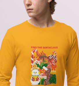 Missing Santa: Mysterious DesignedFull Sleeve T-shirt Yellow Unique Gifts For Secret Santa