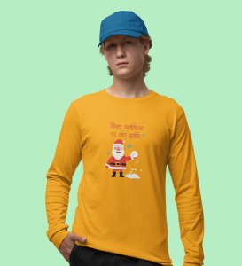 Funny Marathi Santa: Funniest DesignedFull Sleeve T-shirt Ever Yellow Unique Gift For Secret Santa
