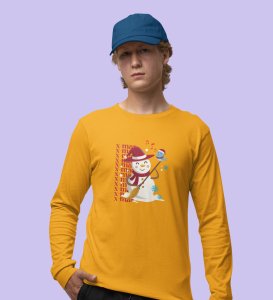 Snowman Sings: Beautifully CraftedFull Sleeve T-shirt Yellow Perfect Gift For Secret Santa