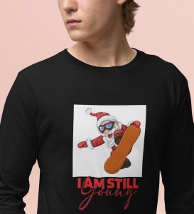 Goofy & Young Santa:Best DesignerFull Sleeve T-shirt Black Perfect Gift For Boys Girls