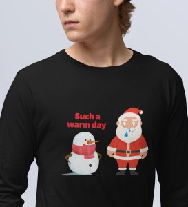 Sneezy Santa: Funny & Cute DesignerFull Sleeve T-shirt Black Perfect Gift For Secret Santa