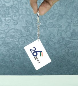 26th January Our Pride White Printed Key-Chain For gifts