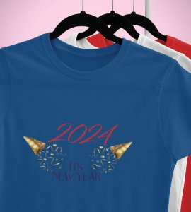 It's A New YearBlue Graphic Printed T-shirt For Mens Boys