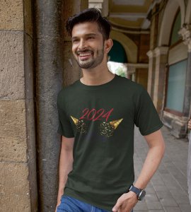 It's A New YearGreen Graphic Printed T-shirt For Mens Boys