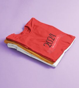 Greetings For New YearRed New Year Printed T-shirt For Mens