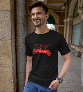 Welcome 2024Black Graphics Printed T-shirt For Mens On New Year Theme Best Gift For New Year
