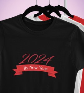 Welcome 2024Black Graphics Printed T-shirt For Mens On New Year Theme Best Gift For New Year