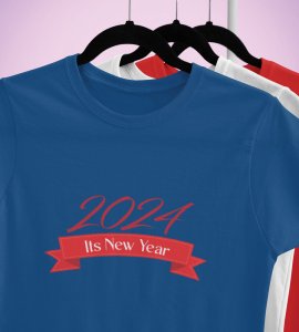 Welcome 2024Blue Graphics Printed T-shirt For Mens On New Year Theme Best Gift For New Year