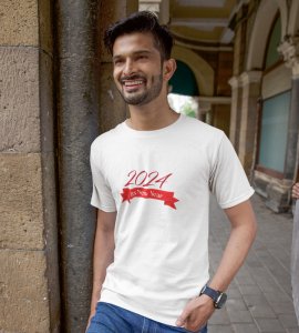 Welcome 2024White Graphics Printed T-shirt For Mens On New Year Theme Best Gift For New Year