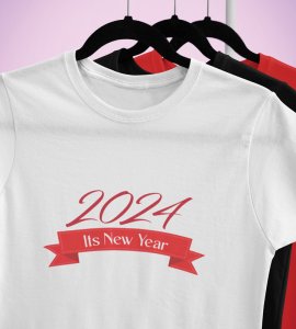 Welcome 2024White Graphics Printed T-shirt For Mens On New Year Theme Best Gift For New Year