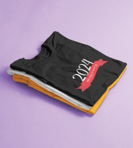 Greetings For New YearBlack New Year Printed T-shirt For Mens