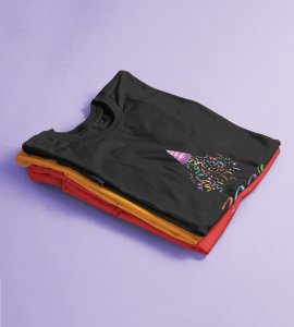 New year Bells Black Men's Printed T-shirt For Mens Boys