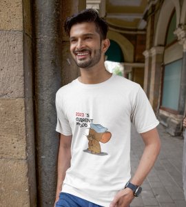 Bad Year Ending White New Year Printed T-shirt For Mens