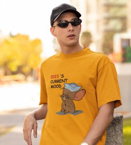 Bad Year Ending Yellow New Year Printed T-shirt For Mens