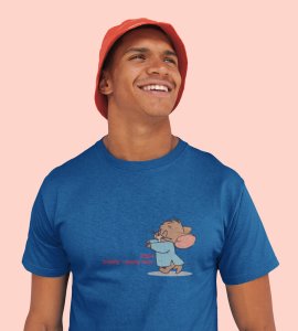 Come Faster 2024 Blue Printed T-shirt For Mens On New Year Theme