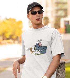 No More 2023 White New Year Printed T-shirt For Mens